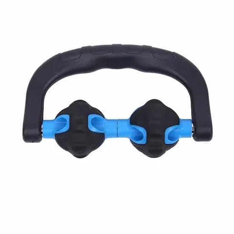 training body gear plastic rolling Hand Hold Two Wheel Solid Muscle Relax Massage Yoga Roller with Spiky Ball